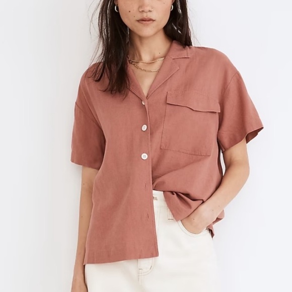 Madewell Tops - Madewell Linen Camp Shirt Womens XXL Lagenlook Button Up Collared